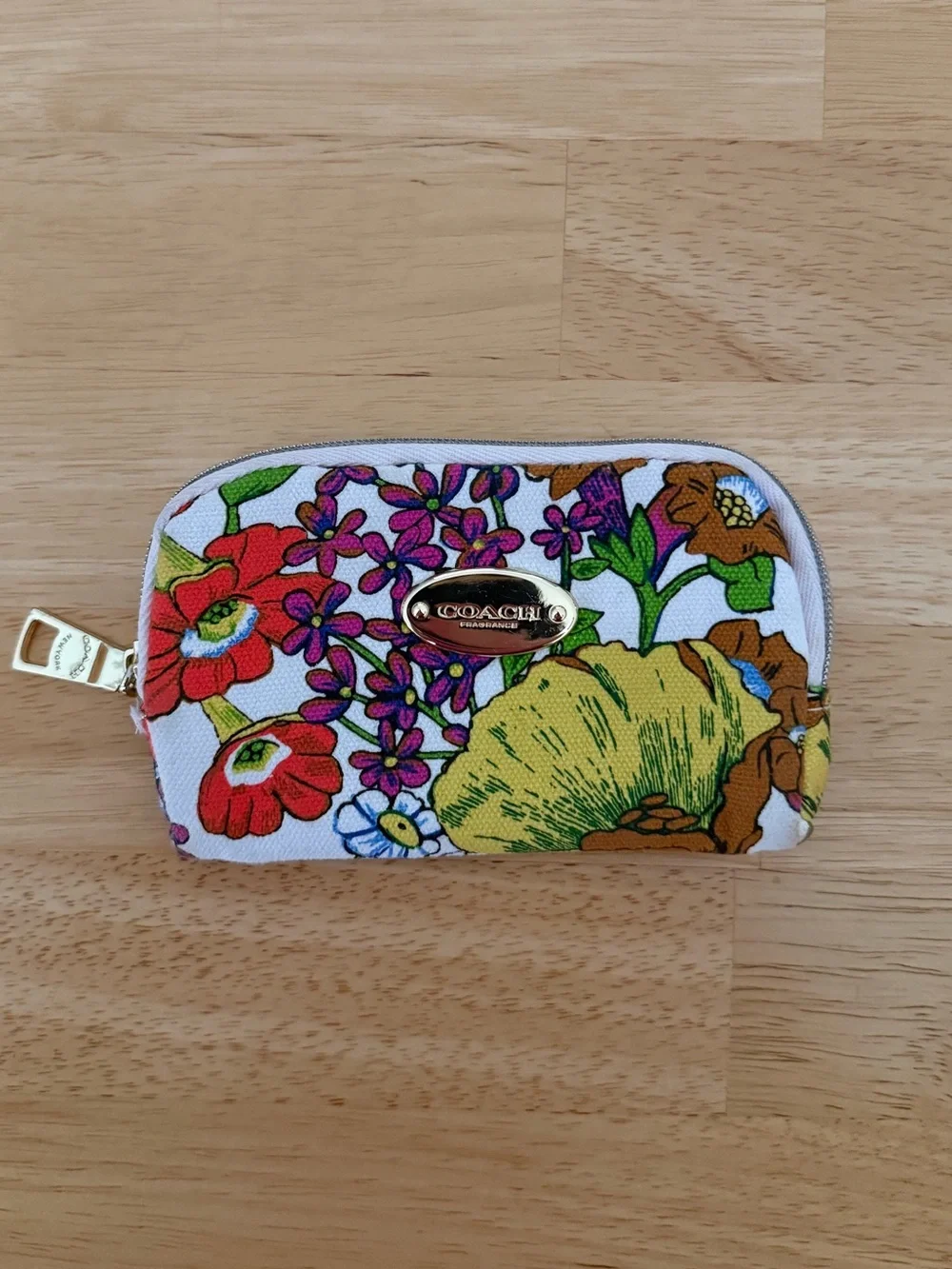 Coach Floral Zip Coin Pouch